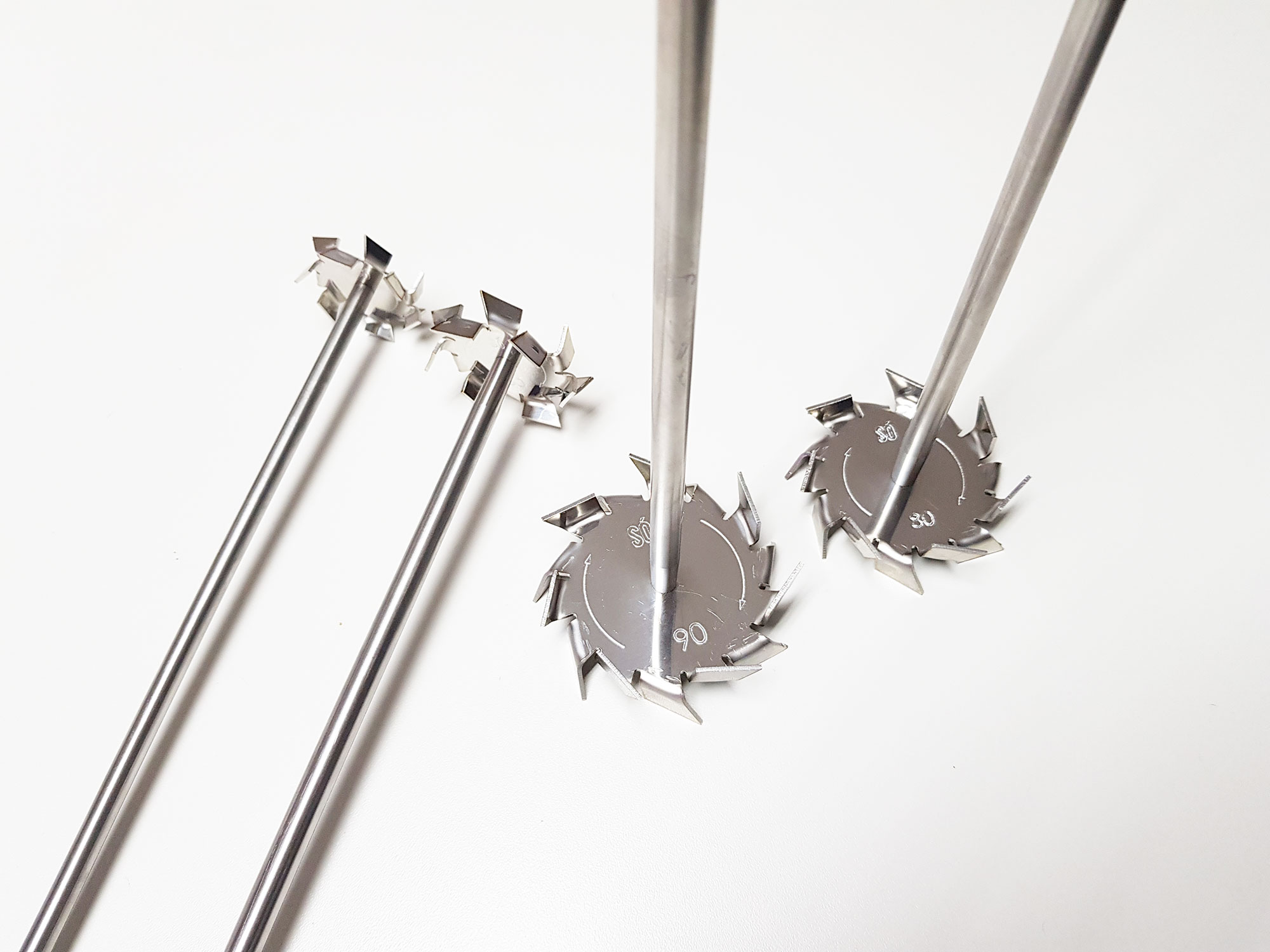 Hélices em aço inox 304 ou 316 para misturadores de laboratório Hélices para misturadores de laboratório de 50ml até 20 litros
