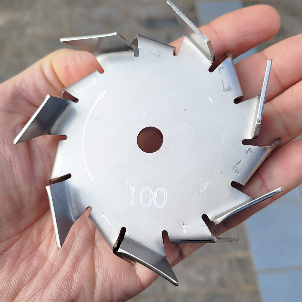 Dispersor cowles de 100mm para chapa de 2mm em aço inox 304 Disco cowles com 100mm, chapa de 2mm